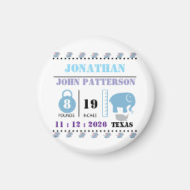 Mooie Blauwe Baby Olifant Geboorteaankondiging Magneet