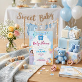 Mooie Blauwe Baby Shower Uitnodiging