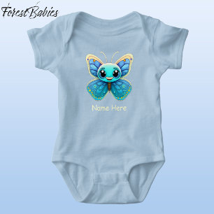 Mooie Blauwe Baby Vlinder Dier Cartoon Grafisch Romper