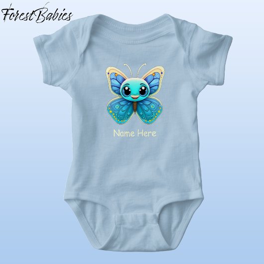 Mooie Blauwe Baby Vlinder Dier Cartoon Grafisch Romper