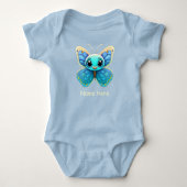 Mooie Blauwe Baby Vlinder Dier Cartoon Grafisch Romper (Voorkant)