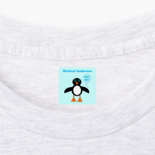 Mooie blauwe babyjongen pinguïn babykleding labels