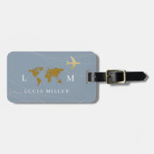 Mooie, blauwe Bagagelabel voor reizen met naam (Voorkant horizontaal)