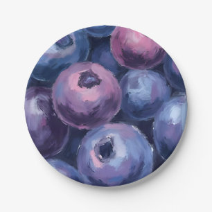 Mooie Blauwe bessen Fruit Schilderij Papieren Bordje