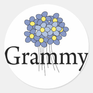 Mooie Blauwe Bloem Grammy T-shirt Ronde Sticker