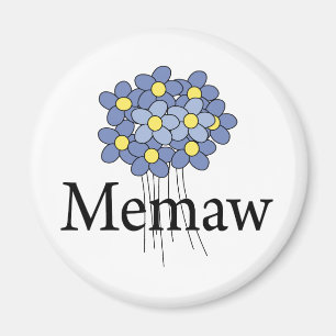 Mooie Blauwe Bloem Memaw T-shirt Magneet