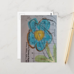 Mooie Blauwe Bloem op Oude Schoolboek Pagina Briefkaart