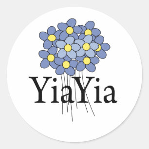 Mooie Blauwe Bloem YiaYia T-shirt Ronde Sticker