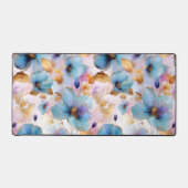 Mooie Blauwe Bloemen Alcohol Inkt in Zachte Pastel Bureaumat (Voorkant)