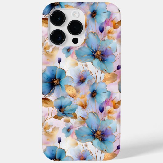 Mooie blauwe bloemen Alcohol inkt pastel Case-Mate iPhone Case (Achterkant)