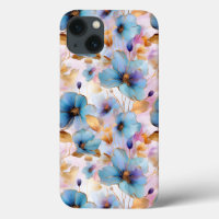 Mooie blauwe bloemen Alcohol inkt pastel