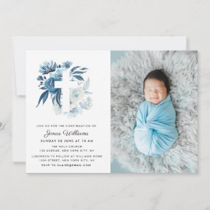 Mooie blauwe bloemen bevestiging uitnodiging