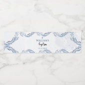 Mooie blauwe bloemen doop waterfles etiket (Enkel label)