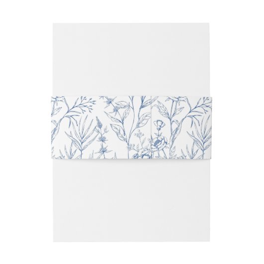 Mooie Blauwe Bloemen Klassieke Botanische Bruiloft Uitnodigingen Wikkel (Achterkant Voorbeeld)