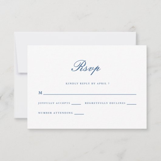 Mooie Blauwe Bloemen Klassieke Bruiloft RSVP (Voorkant)