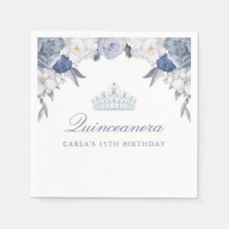 Mooie blauwe bloemen Quinceanera Servet