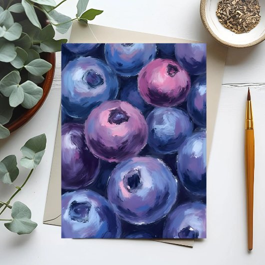 Mooie Blauwe Bosbessen | Fruit Schilderij Briefkaart