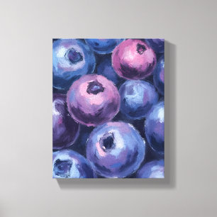 Mooie Blauwe Bosbessen Fruit Schilderij Canvas Afdruk