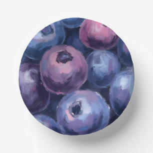 Mooie Blauwe Bosbessen Fruit Schilderij Papieren Kommen