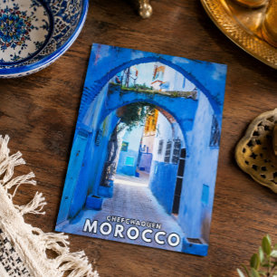 Mooie Blauwe Chefchaouen Marokkaanse Architectuur Briefkaart