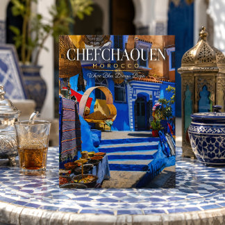 Mooie Blauwe Chefchaouen Marokko Medina Straten Briefkaart