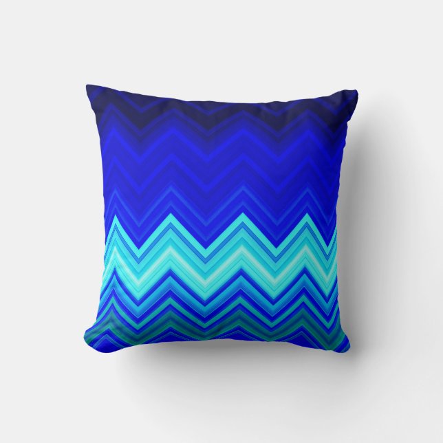 Mooie blauwe Chevron Decoratief Pillow Kussen (Voorkant)