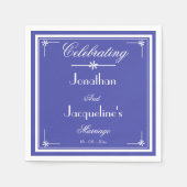 Mooie blauwe chique script bruidstaart papier servet (Voorkant)