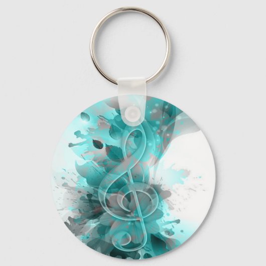 Mooie, blauwe, coole, afgekoelde bloemen bladeren sleutelhanger (Voorkant)