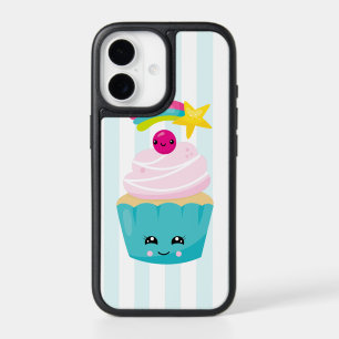 Mooie Blauwe Cupcake met Kawaii Gezicht