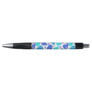 Mooie blauwe decoratieve perenpatroon pen