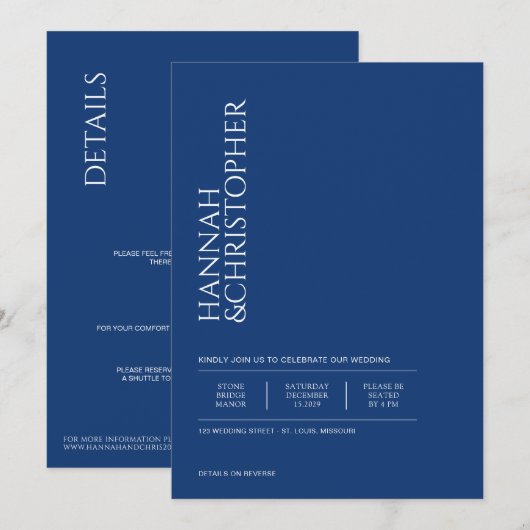 Mooie Blauwe Details met Bruiloft Kaart (Voorkant / Achterkant)