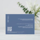Mooie Blauwe Details met QR Code Bruiloft Informatiekaartje (Staand voorkant)