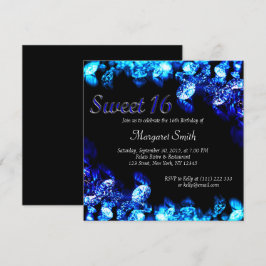 Mooie Blauwe Diamant Sweet 16 Uitnodigen Kaart