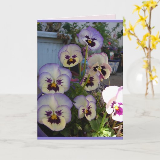 Mooie Blauwe Driebloem Viooltje bloemen bloemkaart Kaart (Gele Bloem)