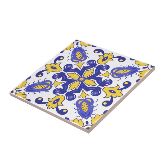 💙 mooie blauwe en gele Azulejos Tegeltje (Zijkant)