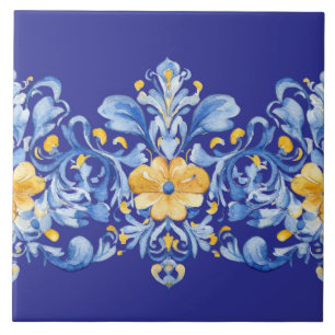 Mooie blauwe en gele Azulejos  Tegeltje