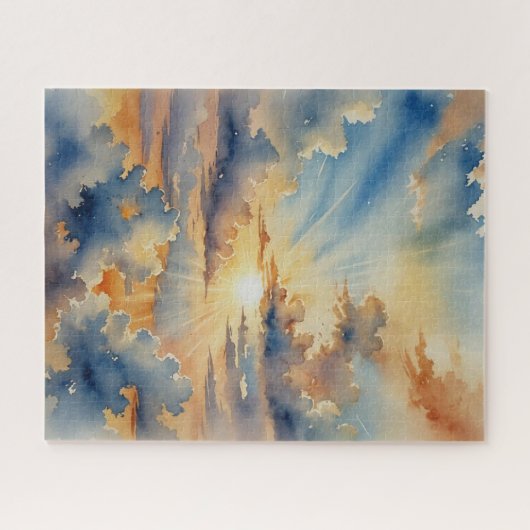 Mooie blauwe en gouden zonsondergang legpuzzel (Horizontaal)