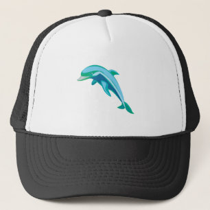 mooie blauwe en groene dolfijn trucker pet
