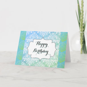 Mooie Blauwe en Groene Happy Birthday Kaart