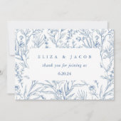 Mooie Blauwe en Witte Bloemen Bruiloft Bedankkaart (Voorkant)