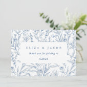 Mooie Blauwe en Witte Bloemen Bruiloft Bedankkaart (Staand voorkant)