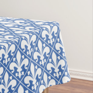 Mooie Blauwe en Witte Franse Fleur DE Lys Tafelkleed
