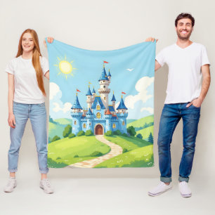 Mooie blauwe en witte kasteel fleece deken