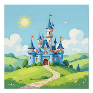 Mooie blauwe en witte kasteel perfect poster