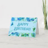 Mooie Blauwe Floral Art Birthday Kaart (Voorkant)