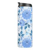 mooie blauwe Floral Design cadeau patroon voor haa Thermosbeker (Geroteerd rechts)