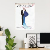 Mooie Blauwe Franse Evening Gown Poster (Thuiskantoor)