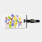 Mooie blauwe gele bruine simpele bloemen naam adre bagagelabel (Achterkant horizontaal)