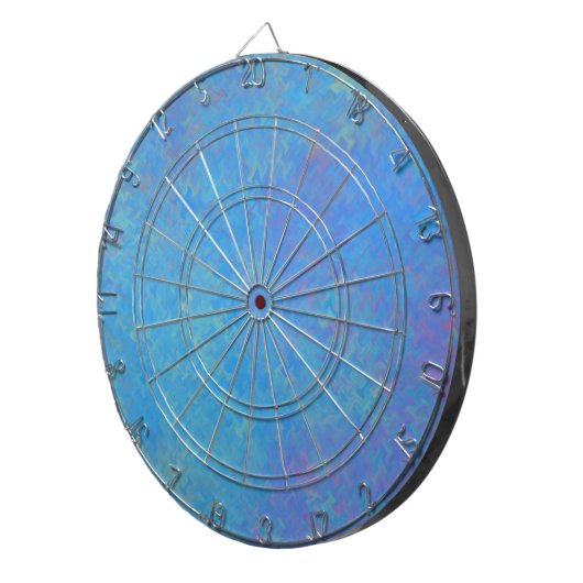 Mooie blauwe, gemarmerde papieren blik dartbord (Voorkant Rechts)