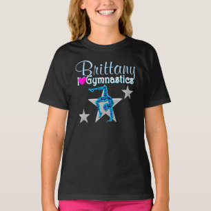 MOOIE BLAUWE GEPERSONALISEERDE GYMNASTIEKKLEDING T-SHIRT